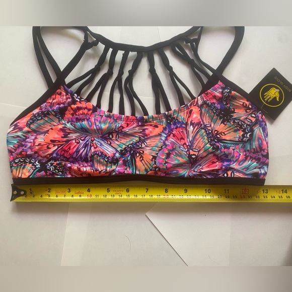 2 pcs NWT Body Glove Fly Ivy Strappy Top + Lace Hipster Bottom Butterfly Print - Picture 9 of 16